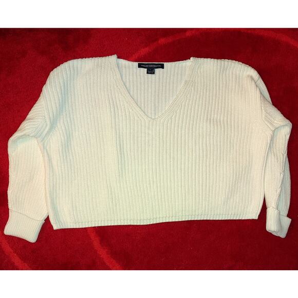 French Connection V neck Chunky Oversized Sweater Sz L - Picture 1 of 8